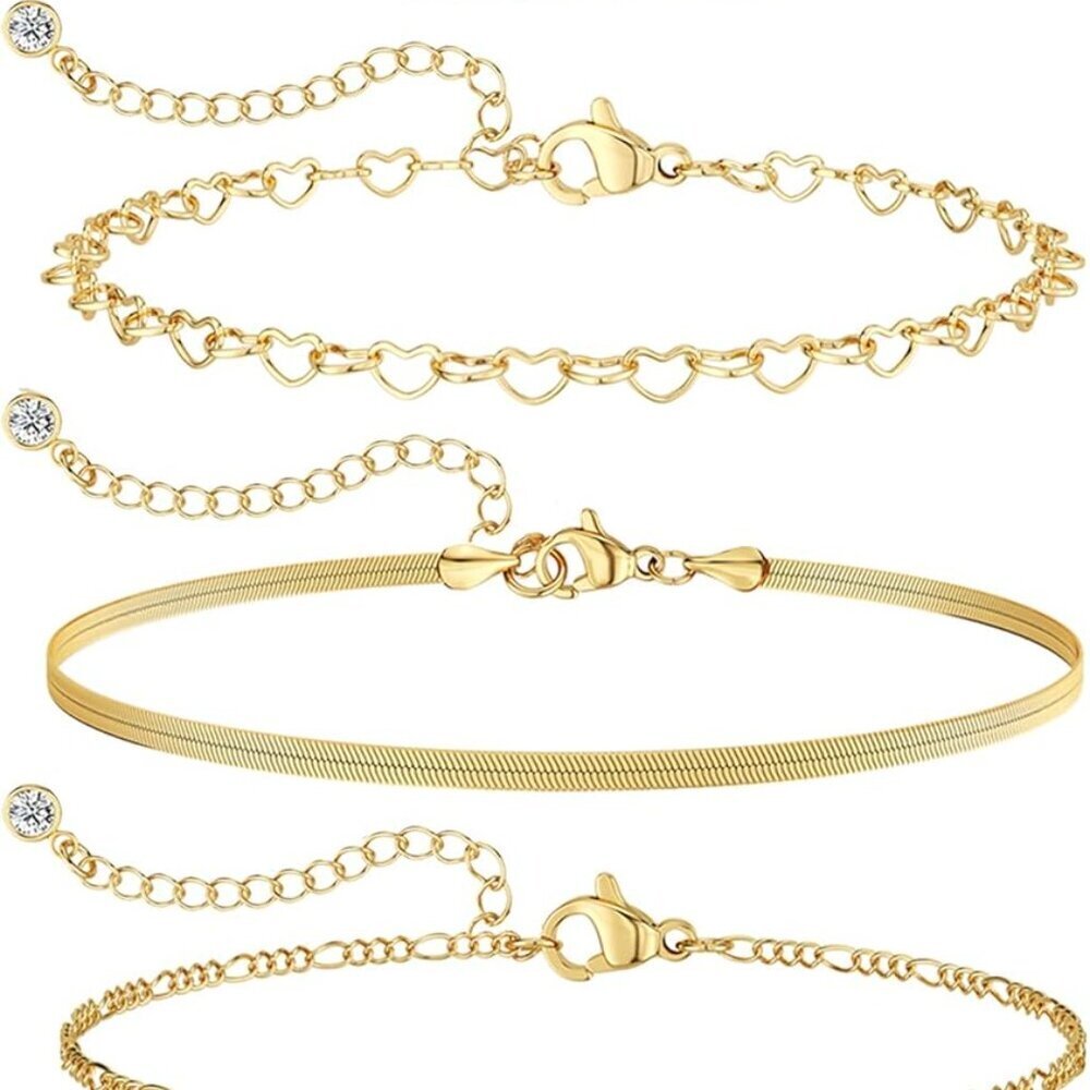Gold Bracelets for Women, 14K Dainty Gold Plated Stackable Bracelets for Women T